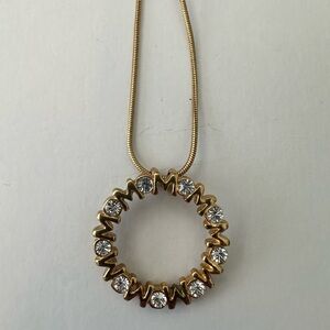 Gold Circle “Mom” Pendant Necklace